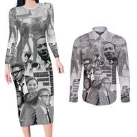 Civil Rights Leaders Couples Matching Long Sleeve Bodycon Dress and Long Sleeve Button Shirt Freedom Is Equal Housing Too