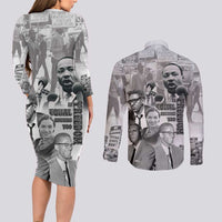 Civil Rights Leaders Couples Matching Long Sleeve Bodycon Dress and Long Sleeve Button Shirt Freedom Is Equal Housing Too