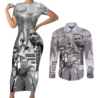 Civil Rights Leaders Couples Matching Short Sleeve Bodycon Dress and Long Sleeve Button Shirt Freedom Is Equal Housing Too