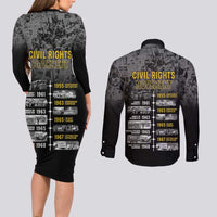Black History Month Couples Matching Long Sleeve Bodycon Dress and Long Sleeve Button Shirt Civil Rights Movement
