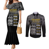 Black History Month Couples Matching Mermaid Dress and Long Sleeve Button Shirt Civil Rights Movement
