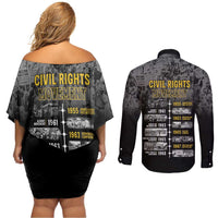 Black History Month Couples Matching Off Shoulder Short Dress and Long Sleeve Button Shirt Civil Rights Movement