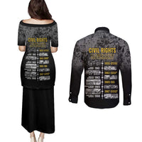 Black History Month Couples Matching Puletasi and Long Sleeve Button Shirt Civil Rights Movement