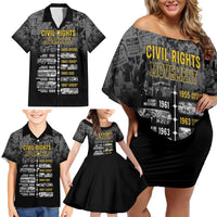 Black History Month Family Matching Off Shoulder Short Dress and Hawaiian Shirt Civil Rights Movement