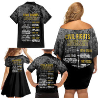 Black History Month Family Matching Off Shoulder Short Dress and Hawaiian Shirt Civil Rights Movement