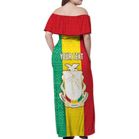 Personalised Guinea Family Matching Off Shoulder Maxi Dress and Hawaiian Shirt Coat Of Arms Flag Style
