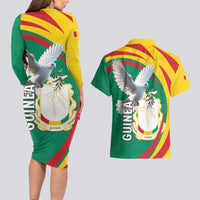 Guinea-Conakry Couples Matching Long Sleeve Bodycon Dress and Hawaiian Shirt Coat Of Arms With Pigeon
