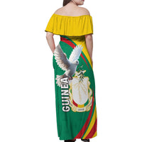 Guinea-Conakry Family Matching Off Shoulder Maxi Dress and Hawaiian Shirt Coat Of Arms With Pigeon