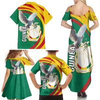 Guinea-Conakry Family Matching Summer Maxi Dress and Hawaiian Shirt Coat Of Arms With Pigeon