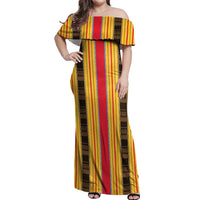 Eritrea Traditional Saho Off Shoulder Maxi Dress Mix Tilet Pattern