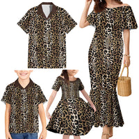 African Leopard Skin Pattern Family Matching Mermaid Dress and Hawaiian Shirt