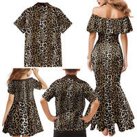 African Leopard Skin Pattern Family Matching Mermaid Dress and Hawaiian Shirt