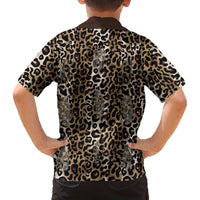 African Leopard Skin Pattern Family Matching Off The Shoulder Long Sleeve Dress and Hawaiian Shirt