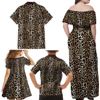 African Leopard Skin Pattern Family Matching Off Shoulder Maxi Dress and Hawaiian Shirt