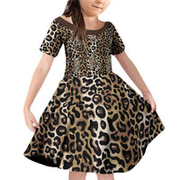 African Leopard Skin Pattern Family Matching Off Shoulder Short Dress and Hawaiian Shirt