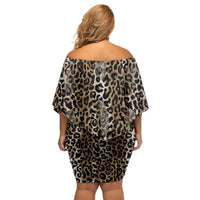 African Leopard Skin Pattern Family Matching Off Shoulder Short Dress and Hawaiian Shirt