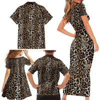 African Leopard Skin Pattern Family Matching Short Sleeve Bodycon Dress and Hawaiian Shirt