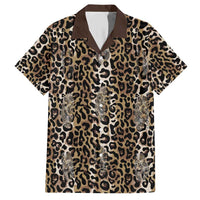 African Leopard Skin Pattern Family Matching Short Sleeve Bodycon Dress and Hawaiian Shirt