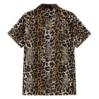 African Leopard Skin Pattern Family Matching Short Sleeve Bodycon Dress and Hawaiian Shirt
