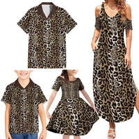 African Leopard Skin Pattern Family Matching Summer Maxi Dress and Hawaiian Shirt