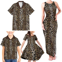 African Leopard Skin Pattern Family Matching Tank Maxi Dress and Hawaiian Shirt