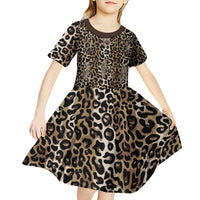 African Leopard Skin Pattern Kid Short Sleeve Dress