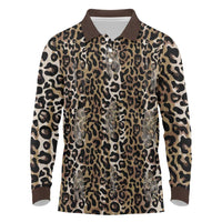 African Leopard Skin Pattern Long Sleeve Polo Shirt