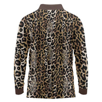 African Leopard Skin Pattern Long Sleeve Polo Shirt