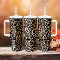 African Leopard Skin Pattern Tumbler With Handle