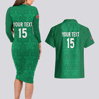 Custom Morocco Football Couples Matching Long Sleeve Bodycon Dress and Hawaiian Shirt Sir Sir Sir