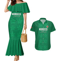 Custom Morocco Football Couples Matching Mermaid Dress and Hawaiian Shirt Sir Sir Sir