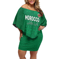 Custom Morocco Football Family Matching Off Shoulder Short Dress and Hawaiian Shirt Sir Sir Sir