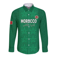 Custom Morocco Football Long Sleeve Button Shirt Sir Sir Sir