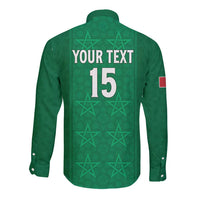 Custom Morocco Football Long Sleeve Button Shirt Sir Sir Sir