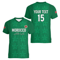 Custom Morocco Football Women V-Neck T-Shirt Sir Sir Sir