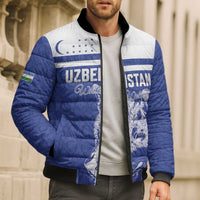 Custom Uzbekistan Football 2026 Bomber Puffer Jacket White Wolves Rising