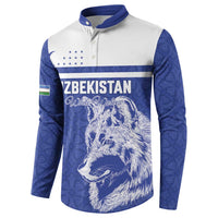 Custom Uzbekistan Football 2026 Button Sweatshirt White Wolves Rising