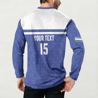 Custom Uzbekistan Football 2026 Button Sweatshirt White Wolves Rising