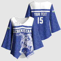 Custom Uzbekistan Football 2026 Kimono Sleeve Blouse White Wolves Rising