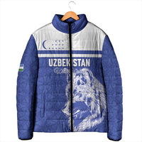 Custom Uzbekistan Football 2026 Padded Jacket White Wolves Rising