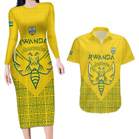 Custom Rwanda Football Couples Matching Long Sleeve Bodycon Dress and Hawaiian Shirt Amavubi Oyeee!