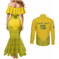 Custom Rwanda Football Couples Matching Mermaid Dress and Long Sleeve Button Shirt Amavubi Oyeee!