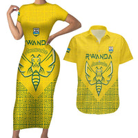 Custom Rwanda Football Couples Matching Short Sleeve Bodycon Dress and Hawaiian Shirt Amavubi Oyeee!