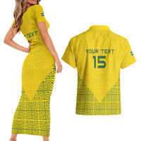 Custom Rwanda Football Couples Matching Short Sleeve Bodycon Dress and Hawaiian Shirt Amavubi Oyeee!