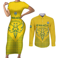 Custom Rwanda Football Couples Matching Short Sleeve Bodycon Dress and Long Sleeve Button Shirt Amavubi Oyeee!