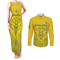 Custom Rwanda Football Couples Matching Tank Maxi Dress and Long Sleeve Button Shirt Amavubi Oyeee!