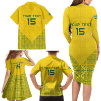 Custom Rwanda Football Family Matching Long Sleeve Bodycon Dress and Hawaiian Shirt Amavubi Oyeee!
