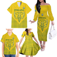 Custom Rwanda Football Family Matching Off The Shoulder Long Sleeve Dress and Hawaiian Shirt Amavubi Oyeee!