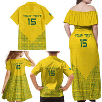 Custom Rwanda Football Family Matching Off Shoulder Maxi Dress and Hawaiian Shirt Amavubi Oyeee!