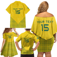 Custom Rwanda Football Family Matching Off Shoulder Short Dress and Hawaiian Shirt Amavubi Oyeee!